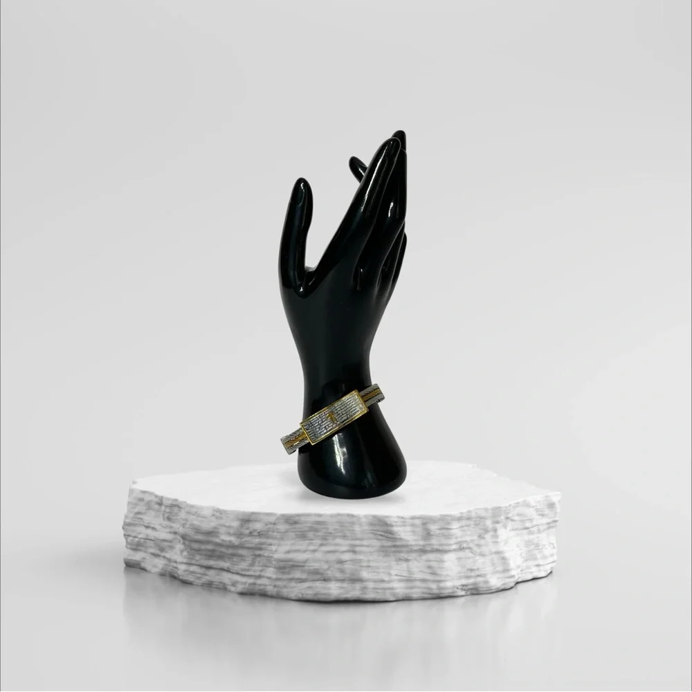 Gold Silver Stainless Steel Cable Wire Cross ID Men's Bracelet‎ 7.5